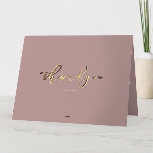 ありがとうエレガントバラ金ゴールド手書きスクリプト サンキューカード (裏面)