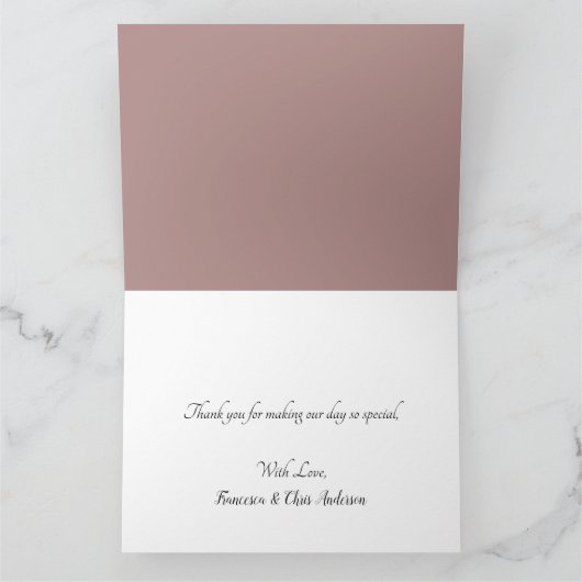 ありがとうエレガントバラ金ゴールド手書きスクリプト サンキューカード (内部)