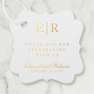 ありがとうエレガントモノグラム金ホイル結婚ズ フェイバータグ