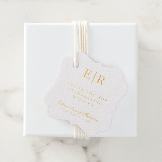ありがとうエレガントモノグラム金ホイル結婚ズ フェイバータグ (箱)