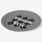 ありがとうエレガント白黒ダイヤモンドパターン ペーパープレート (アングル)