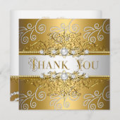 ありがとうエレガント金ゴールドシルバーレースダイヤモンド サンキューカード (正面/裏面)