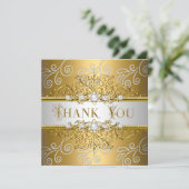 ありがとうエレガント金ゴールドシルバーレースダイヤモンド サンキューカード (スタンド正面)