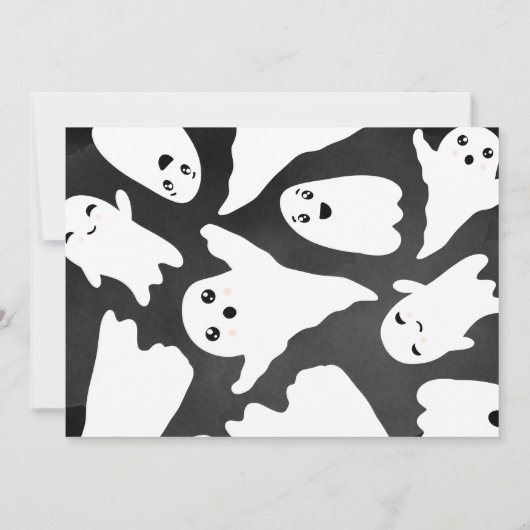 ありがとうオレンジ色の黒ハロウィーン幽霊赤ちゃんシャワー サンキューカード (裏面)