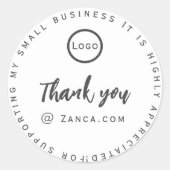 ありがとうカスタムロゴ名スモールビジネスステッカー ラウンドシール (正面)