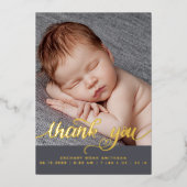 ありがとうカスタム男の子の誕生発表フォイルカード 箔シーズンカード (正面)