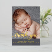 ありがとうカスタム男の子の誕生発表フォイルカード 箔シーズンカード (立ち正面)