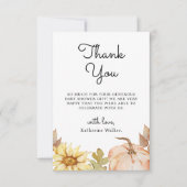 ありがとうカボチャ花の秋の赤ちゃんシャワー サンキューカード (正面)