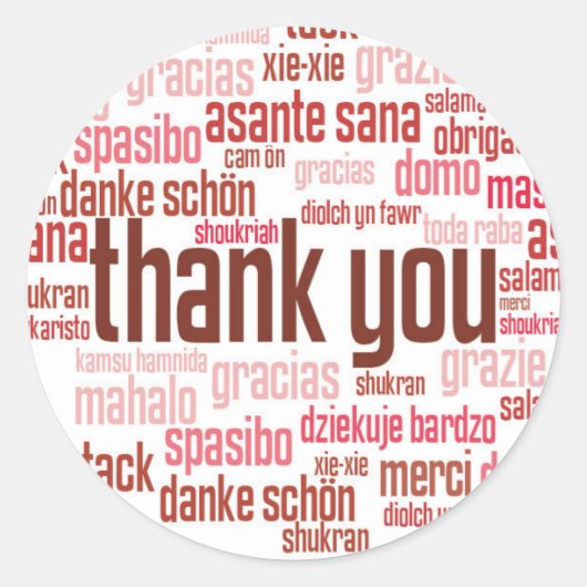 ありがとうカラフルレッド封筒用シールシール ラウンドシール (正面)