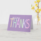 ありがとうカラフル文字オンパープル カード (黄色い花)