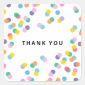 ありがとうカラフル紙吹雪水玉模様 スクエアシール (正面)
