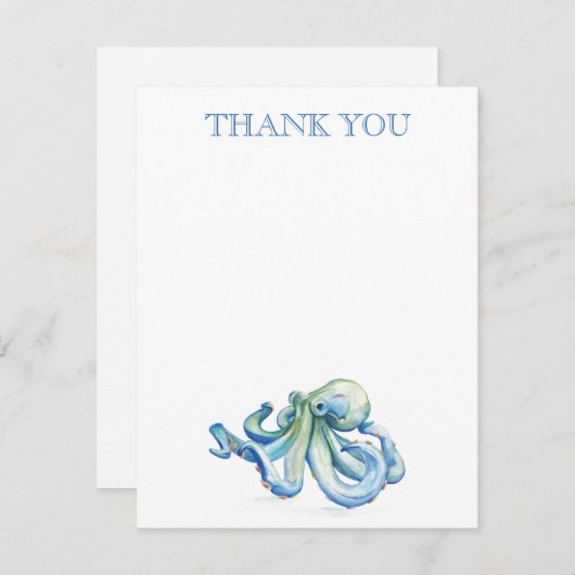 ありがとうカードブルーウォーターカラータコ (正面/裏面)