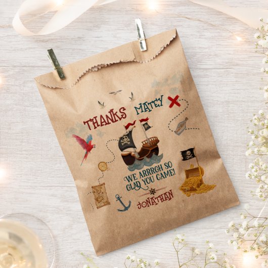 ありがとうキッズパイレーツパーティーお誕生日 フェイバーバッグ (クリップ留めされた状態)