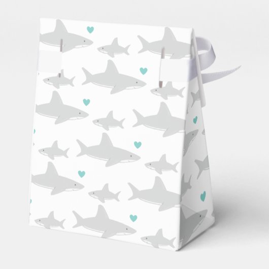 ありがとうキュートなサメ緑の赤ちゃんシャワーお願いボックス フェイバーボックス (裏面サイド)