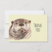 ありがとうキュートな水の色オッター動物アート自然 サンキューカード (正面)