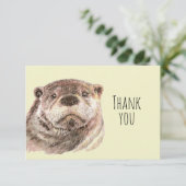 ありがとうキュートな水の色オッター動物アート自然 サンキューカード (スタンド正面)