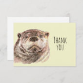 ありがとうキュートな水の色オッター動物アート自然 サンキューカード (正面/裏面)