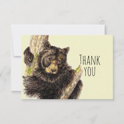 ありがとうキュートな水彩熊ハグ動物アート サンキューカード (正面)