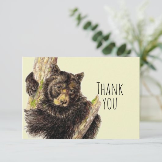 ありがとうキュートな水彩熊ハグ動物アート サンキューカード (スタンド正面)