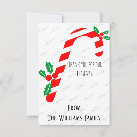 ありがとうクリスマスカードカスタムのパーソナライズされた サンキューカード (正面)