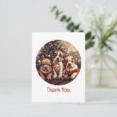 ありがとうクリスマスピットブル子犬 ポストカード (スタンド正面)