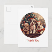 ありがとうクリスマスピットブル子犬 ポストカード (正面/裏面)