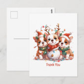 ありがとうクリスマス イングリッシュブルドッグ トナカイ サンタ ポストカード (正面/裏面)