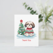 ありがとうクリスマス シー・ズー 犬 ポストカード (スタンド正面)