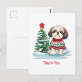 ありがとうクリスマス シー・ズー 犬 ポストカード (正面/裏面)