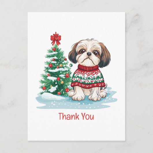 ありがとうクリスマス シー・ズー 犬 ポストカード (正面)
