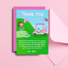 ありがとうクールガールズゴルフテーマの誕生日パーティー サンキューカード