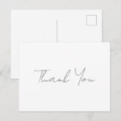 ありがとうグレーの手書きクラシカルな Chic ホワイト ポストカード (正面/裏面)