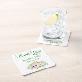 ありがとうコースター結婚式の引き出物グリーンツリー スクエアペーパーコースター (インサイチュ)