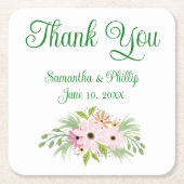 ありがとうコースター結婚式の引き出物グリーンツリー スクエアペーパーコースター (正面)