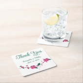 ありがとうコースター結婚式の引き出物グリーンツリー スクエアペーパーコースター (インサイチュ)