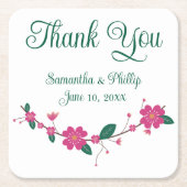 ありがとうコースター結婚式の引き出物グリーンツリー スクエアペーパーコースター (正面)