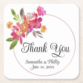 ありがとうコースター結婚式の引き出物グリーンツリー スクエアペーパーコースター