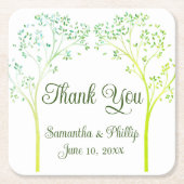 ありがとうコースター結婚式の引き出物グリーンツリー スクエアペーパーコースター (正面)