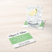 ありがとうコースター結婚式の引き出物グリーンミニマリスト スクエアペーパーコースター (インサイチュ)