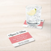 ありがとうコースター結婚式の引き出物グリーンミニマリスト スクエアペーパーコースター (インサイチュ)