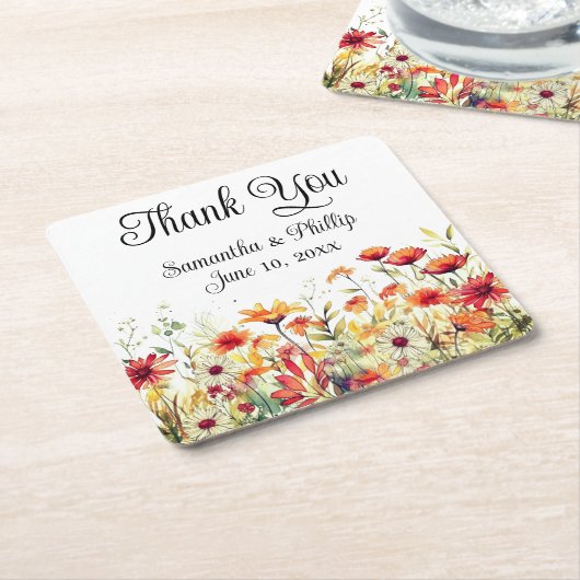 ありがとうコースター結婚式の引き出物フローラ スクエアペーパーコースター (アングル)