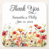 ありがとうコースター結婚式の引き出物フローラ スクエアペーパーコースター (正面)