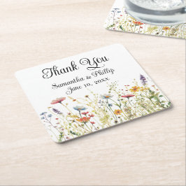 ありがとうコースター結婚式の引き出物フローラ スクエアペーパーコースター