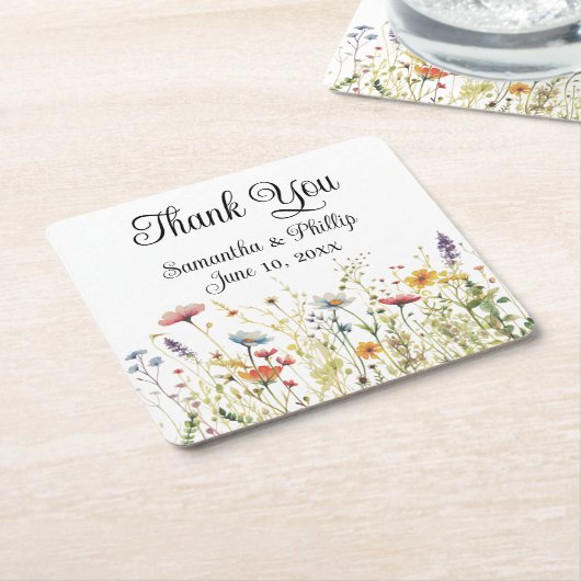 ありがとうコースター結婚式の引き出物フローラ スクエアペーパーコースター (アングル)