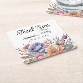 ありがとうコースター結婚式の引き出物フローラ スクエアペーパーコースター