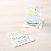 ありがとうコースター結婚式の引き出物金ゴールド スクエアペーパーコースター (インサイチュ)