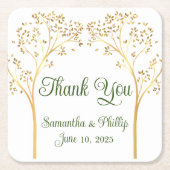 ありがとうコースター結婚式の引き出物金ゴールド スクエアペーパーコースター (正面)