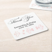 ありがとうコースター結婚式の引き出物 スクエアペーパーコースター (アングル)