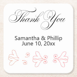 ありがとうコースター結婚式の引き出物 スクエアペーパーコースター