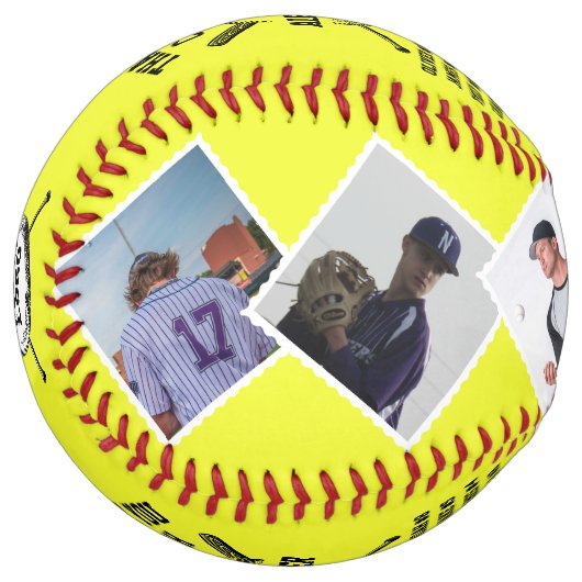 ありがとうコーチカスタム、6枚の写真とチームメイトの名前 ソフトボール (正面左)